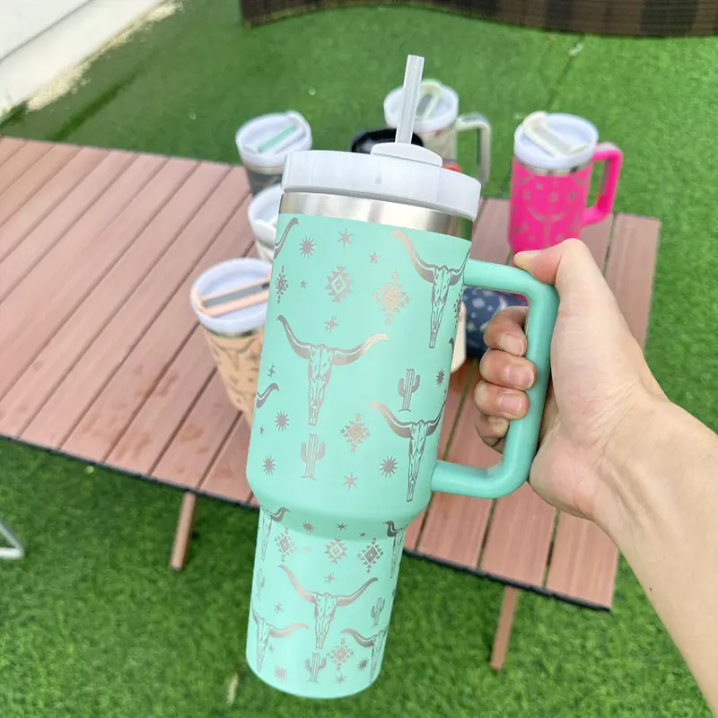 portable drinking cups-1pc 40oz car cup goat star tumbler with lid and straw 40oz stainless steel thermal water bottle with handle portable drinking cups for car home office summer drinkware travel accessories birthday gifts back to school supplies details 7