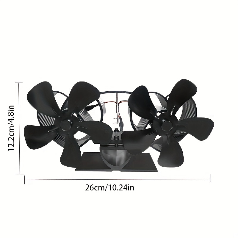 1pc wooden stove fan 10 blade dual motor wall stove fan heater dual fan gas particle wood log burner stove thermal power stove surface fan non electric fast speed fireplace fan non electric fan for wood thermoelectric fan