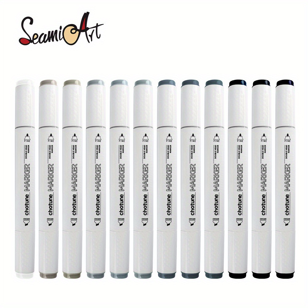 Warm Grey/cool Grey 12 Colors Dual Head Marker Pen Set - Temu