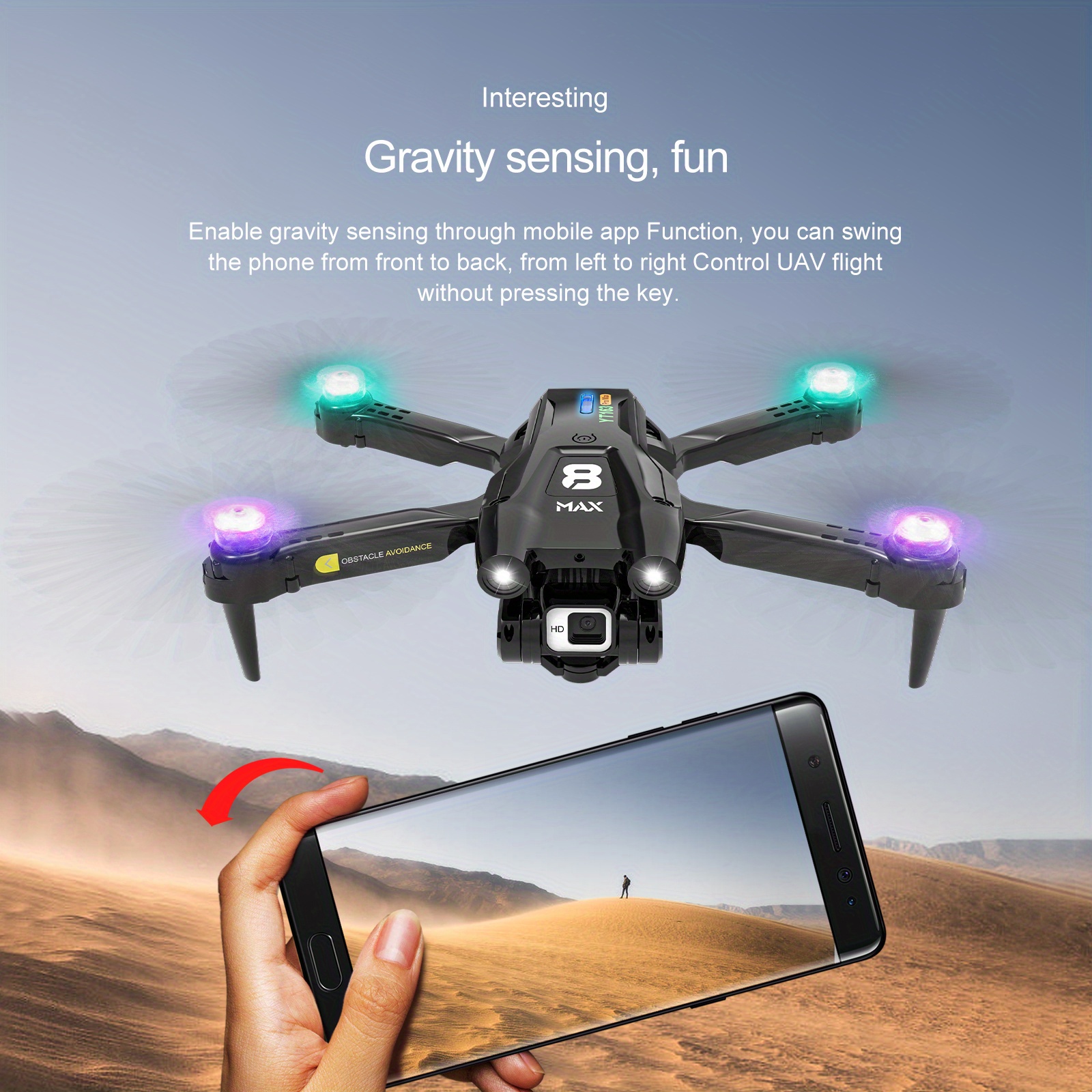 yt163 drone with hd dual electric adjustment camera colorful breathing lamp optical flow 360 obstacle avoidance rc aircraft uav toys gift for kids and adults details 14