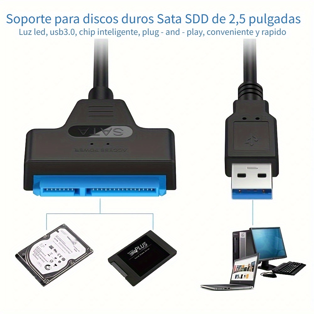 Caja de disco duro USB3.0 a SATA para 2.5 3.5 pulgadas SATA HDD SSD,  Estación de acoplamiento de disco duro HDD Recinto HDD de hasta 10 TB  Soporte de