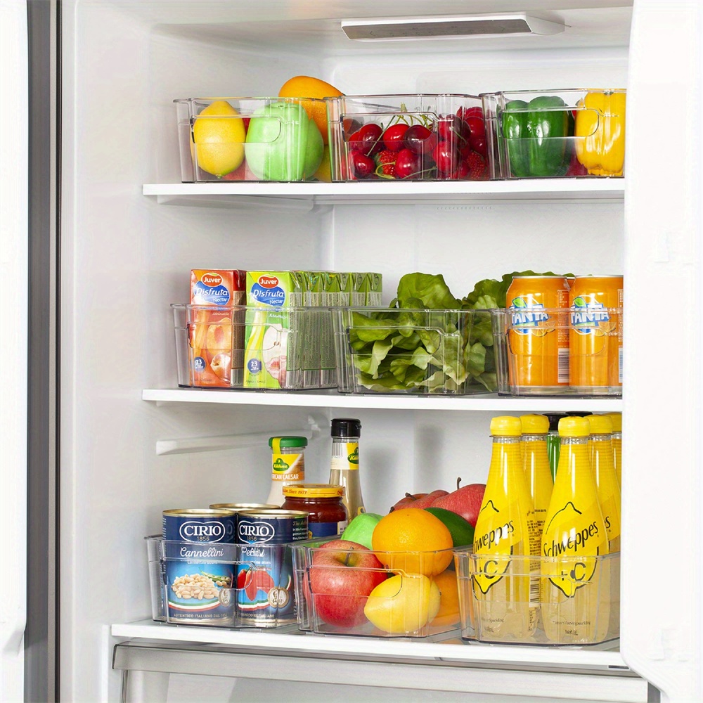  Anncus Plástico Refrigerador Cajón Organizador Bin Transparente  Refrigerador Contenedores de Almacenamiento para Despensa Congelador -  (Tamaño: 4) : Hogar y Cocina