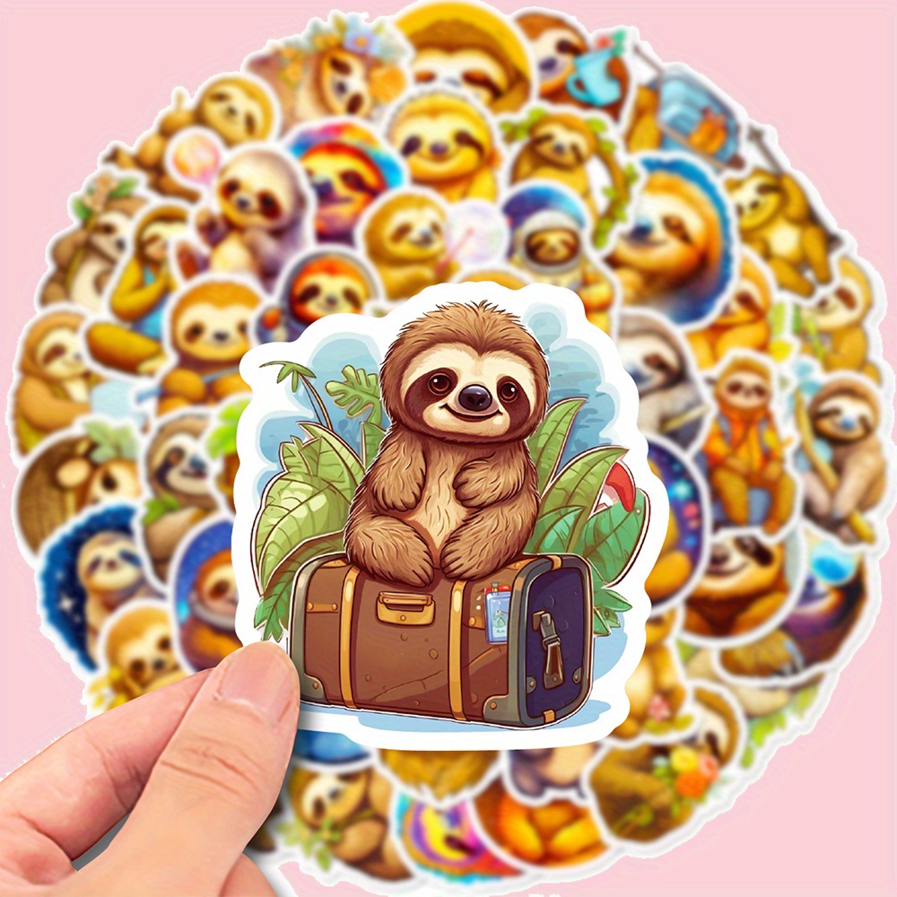 50pcs Of Cartoon Sloth Doodle Stickers For Decorating Phones, Computers, Luggage, And Notebooks