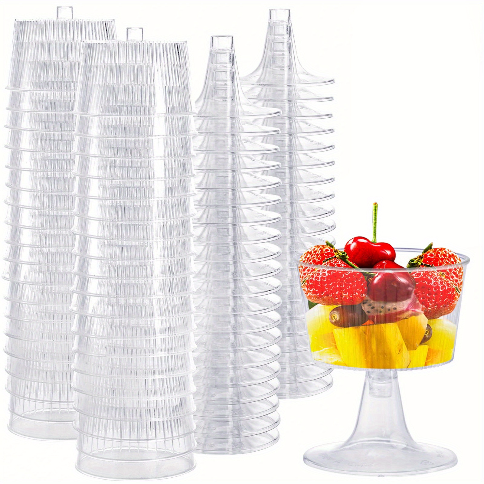 25pcs dessert cup disposable plastic martini glasses clear tall cocktail glass reusable shooter glass for party parfait appetizer pudding and trifle details 0