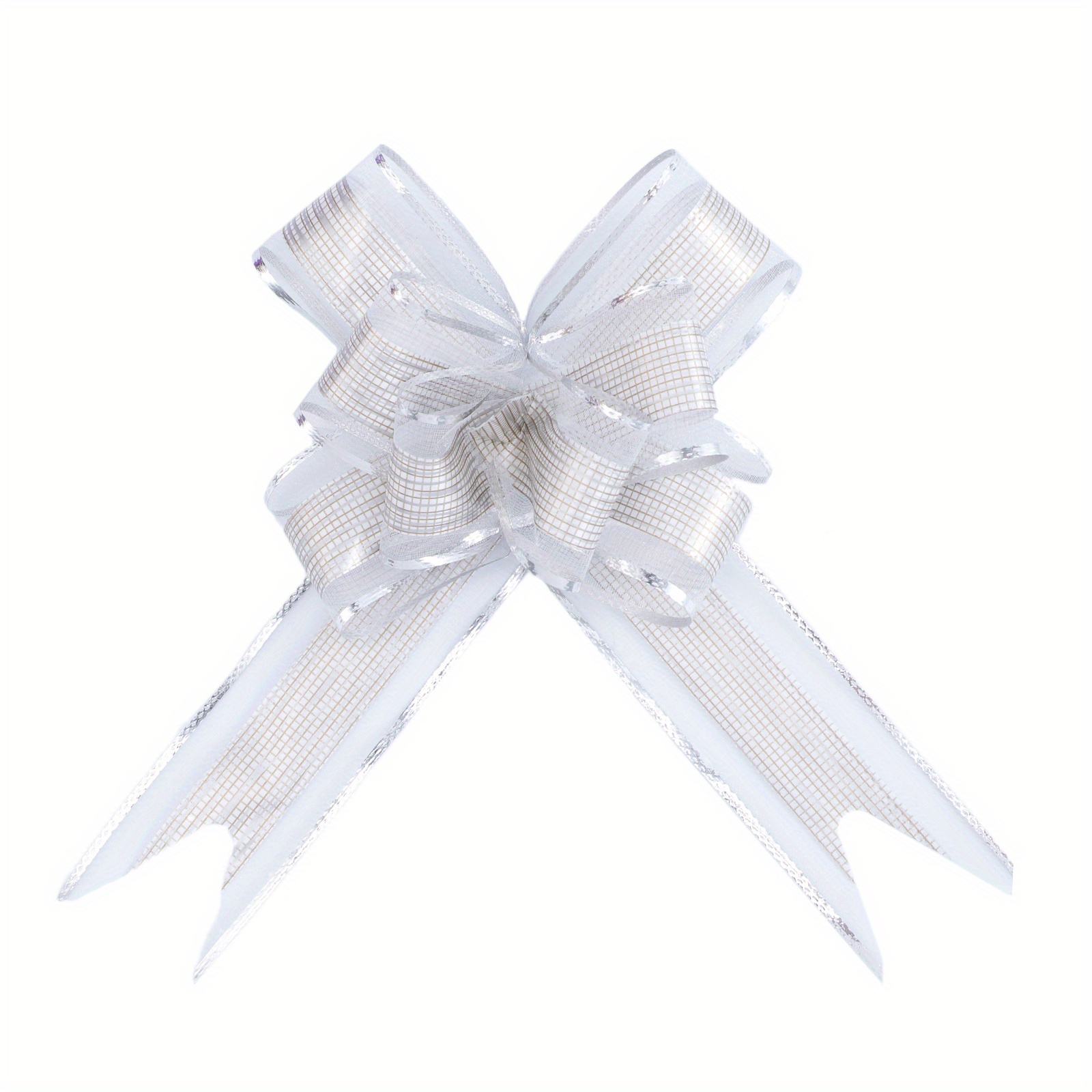 3 X Satin Ribbon Bows,white Bow, Silver Bow, Party Bow, Gift Wrapping Bow, Christmas  Bow, Decorative Bow, Self Adhesive Bow 