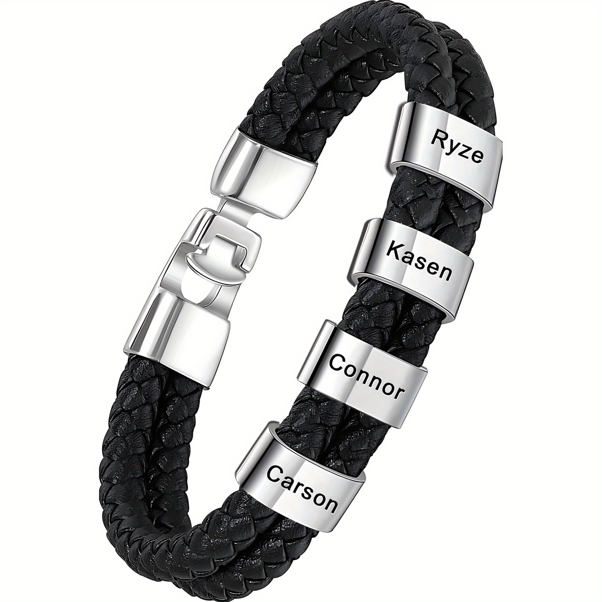 2-8 Names Custom Name Leather Bracelet Women's 