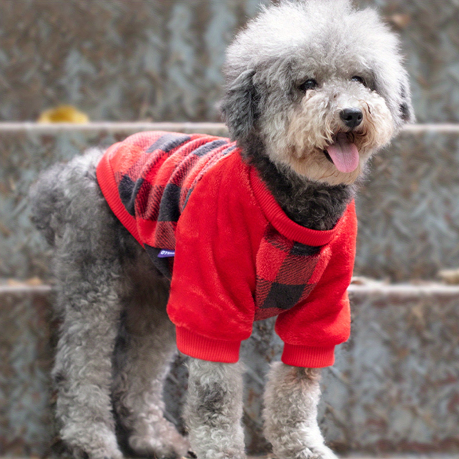 【* *】 Sudadera con Capucha a Cuadros Rojos para Perros Suéter de Punto  para Pequeñas, Lavable a Máquina, Regalo de
