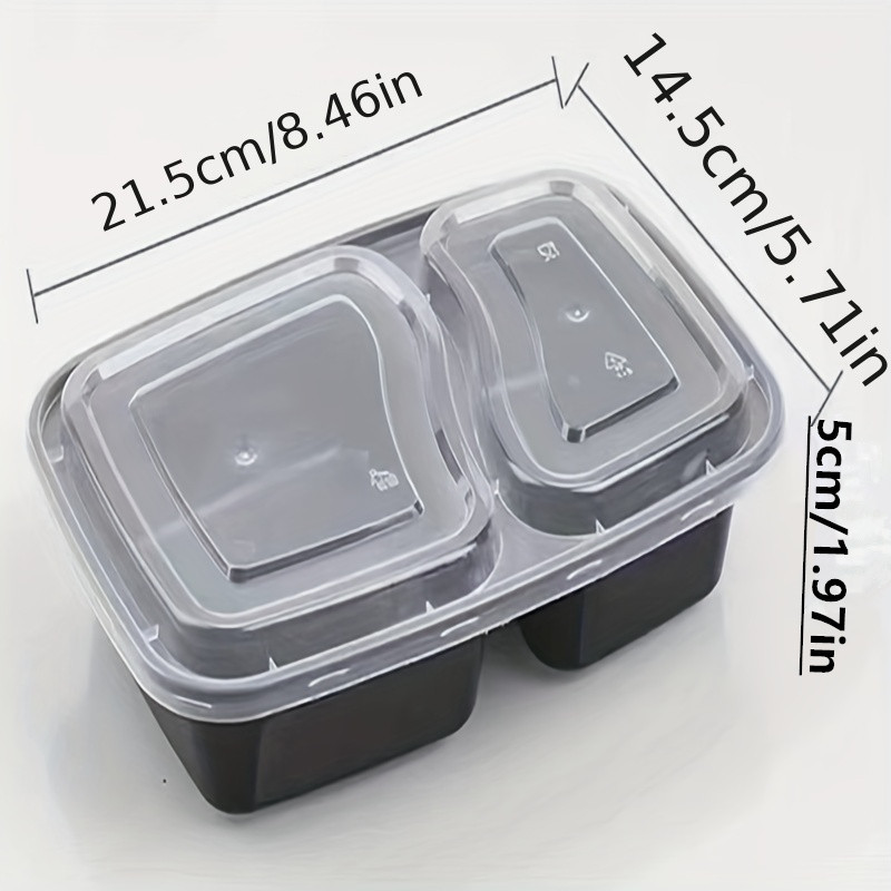 28oz Black Rectangular MealPrep Containers With Clear Lids