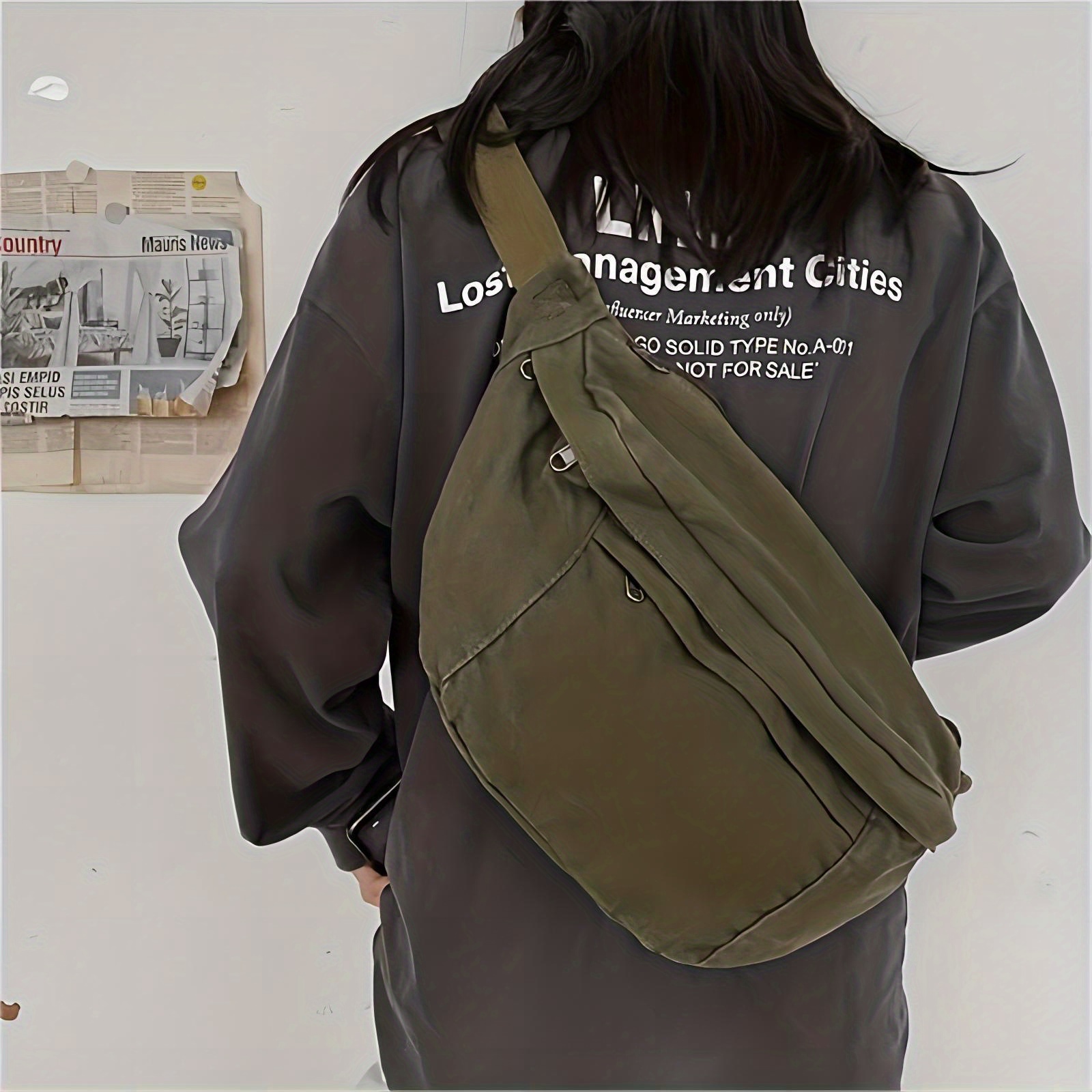 Single Shoulder Chest Sling Vintage Military Style Canvas