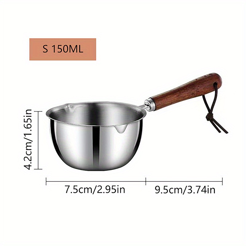 150ml Mini Stainless Steel Sauce Pan with Dual Pour Spout for Stove Top