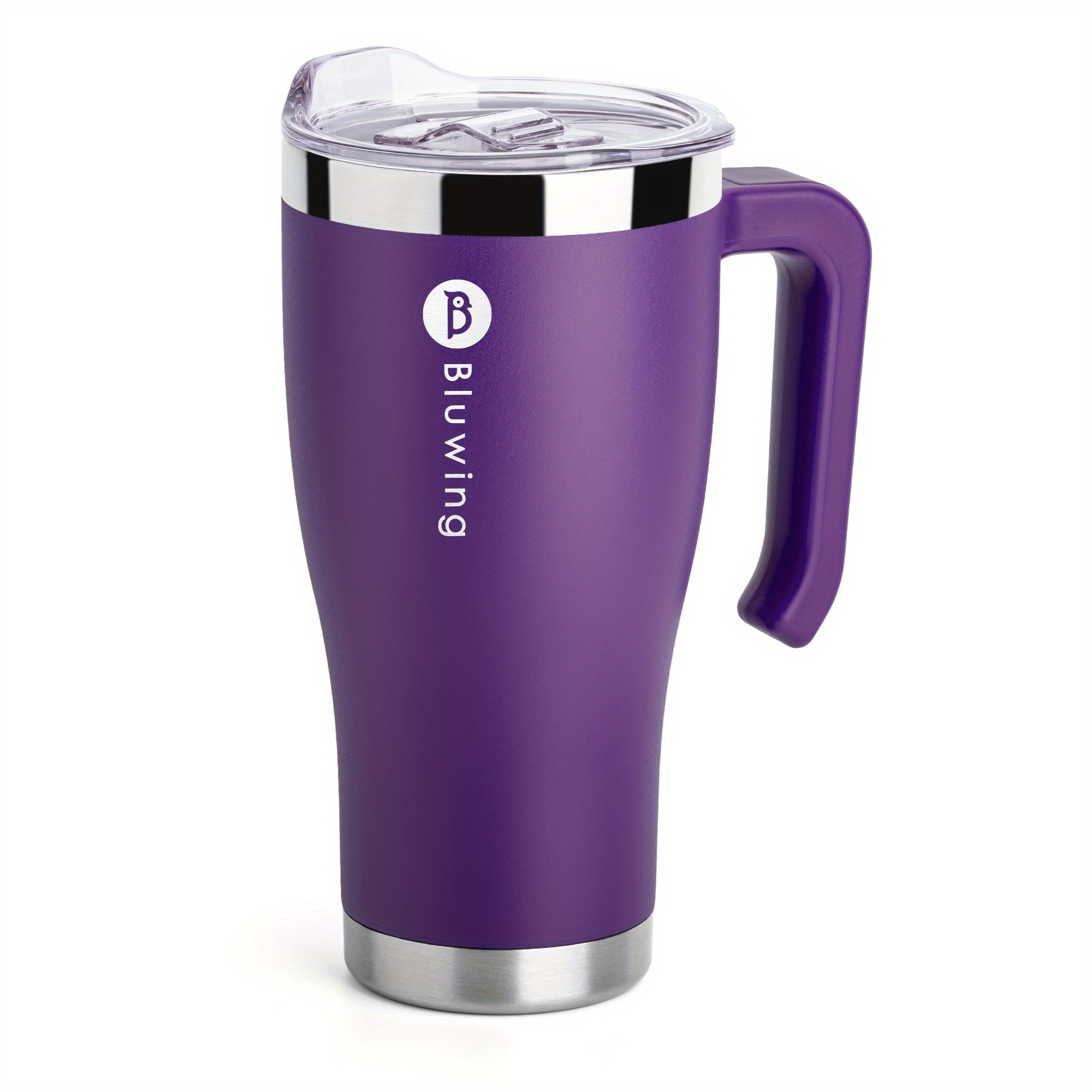 Zulay 12 oz Insulated Coffee Mug with Lid - Stainless Steel Camping Mug  Tumbler with Handle - Double Wall Vacuum Duracoated Insulated Mug For  Travel, Camping, Office, Outdoor (Purple)