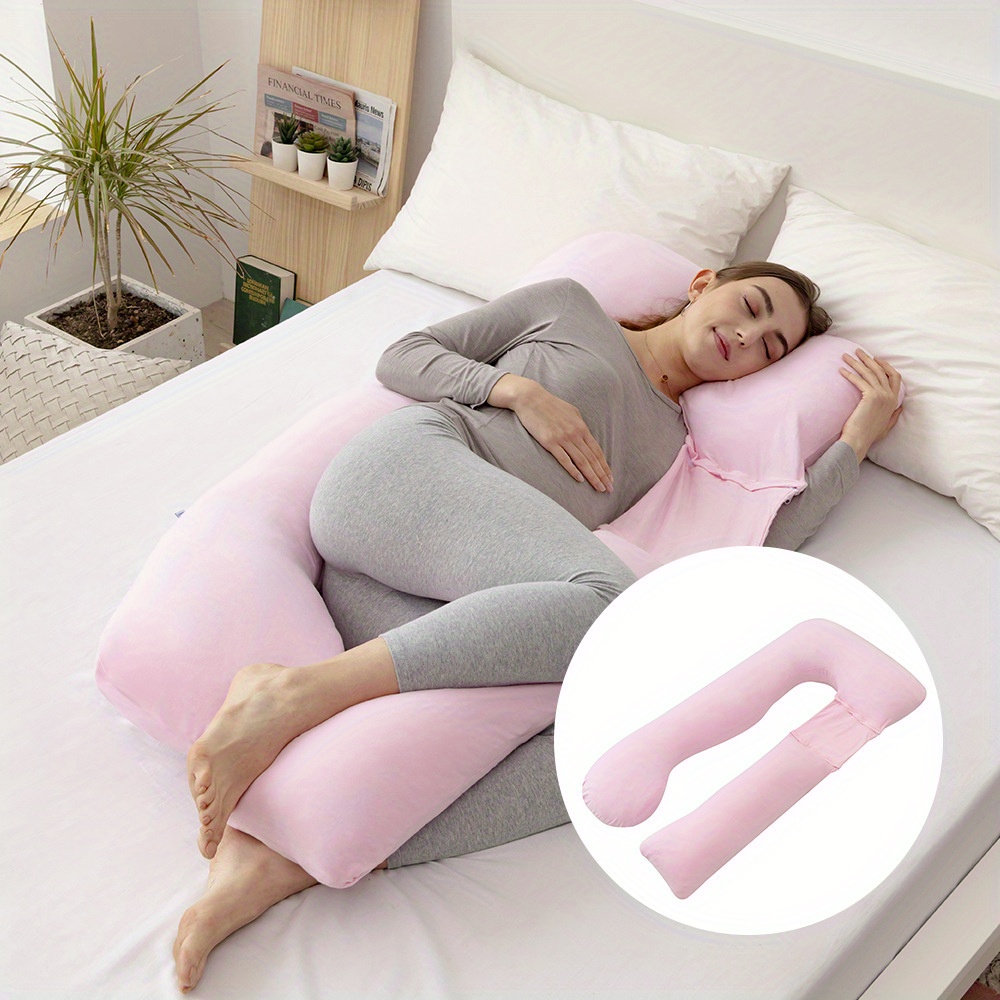 Almohadas de embarazo almohada de cuerpo completo en forma de U soporte de maternidad gris de 146.81 cm con funda extra ble para dormir soporte para espalda caderas piernas vientre almohada de