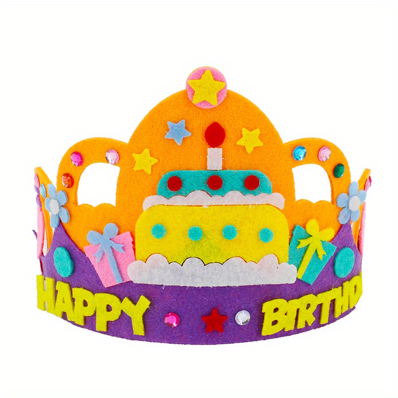 6 Sets Kids Birthday Crown DIY Kit Birthday Hat Making Materials Kids DIY Supplies, Size: 12x10x10CM