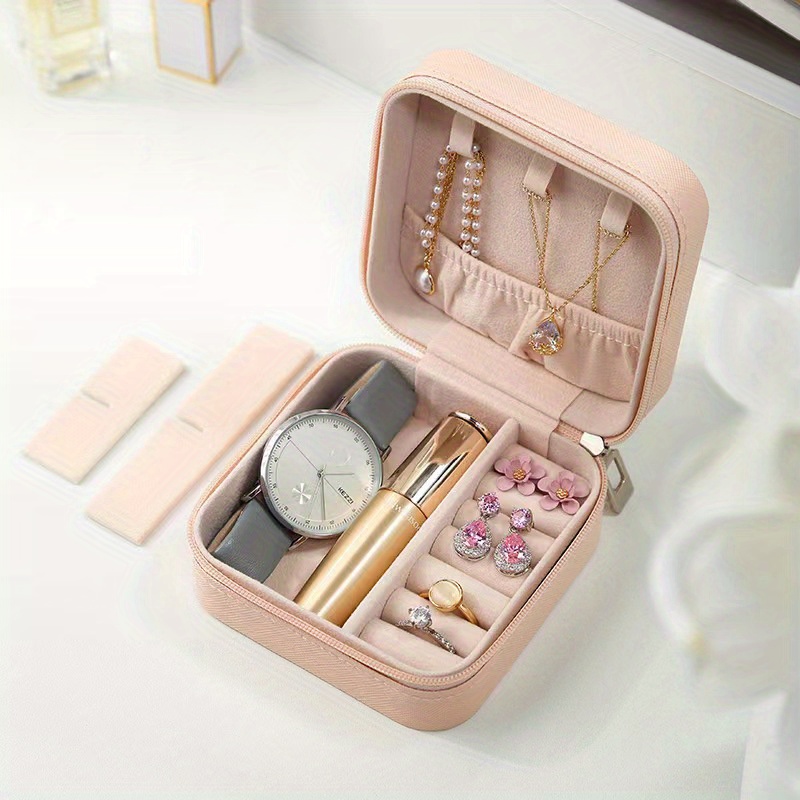 portable carry on jewelry storage box macaroon color simple jewelry storage box travel earrings necklace jewelry box ring storage details 6