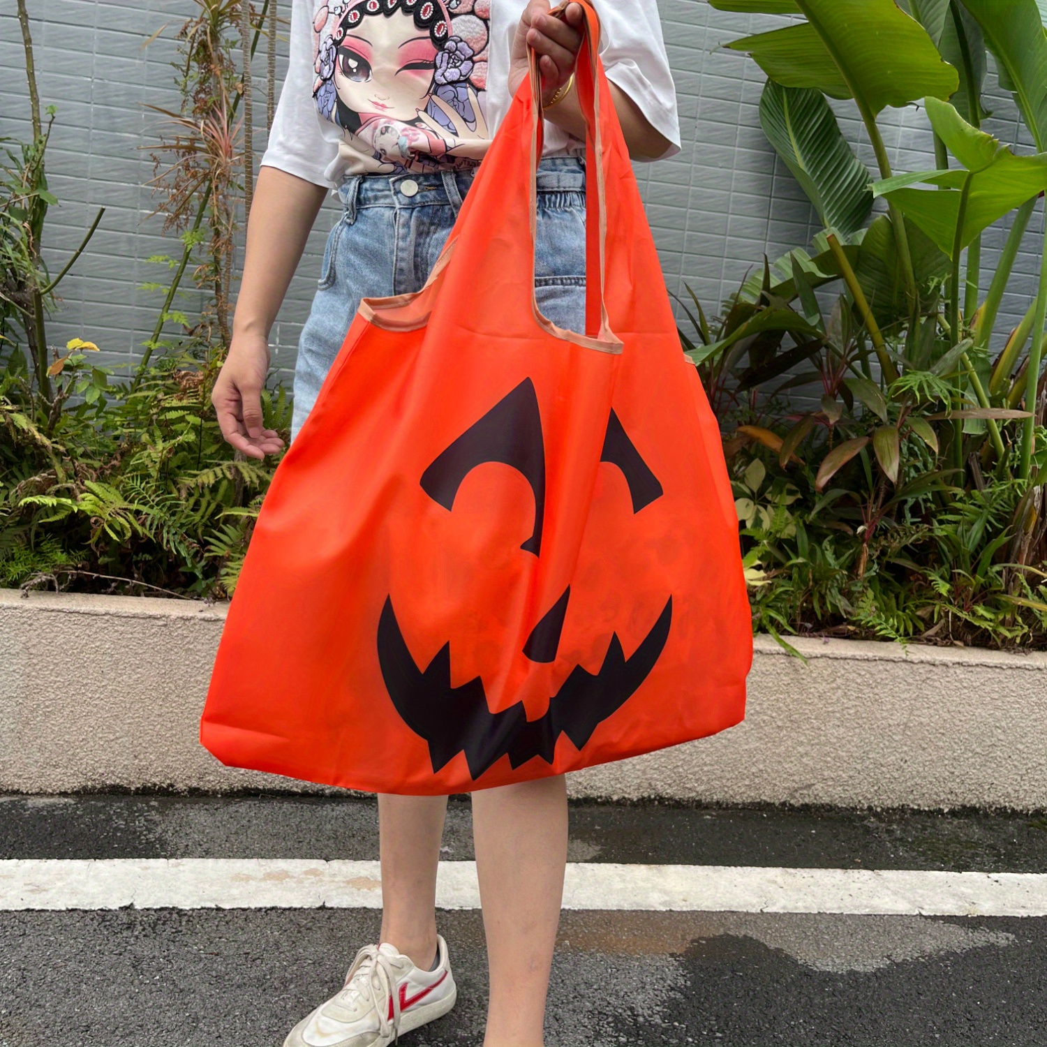 Halloween Funny Pattern Tote Bag Set, Large Capacity Shoulder Bag