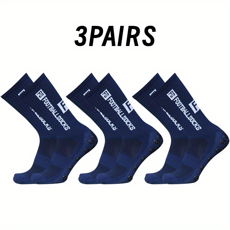 TEMU 3 Pairs Men's Soccer Athletic Socks, Breathable Mesh Design Football Socks, Sweat-absorbent Mid-calf Basketball Socks, Unisex, Geometric Pattern