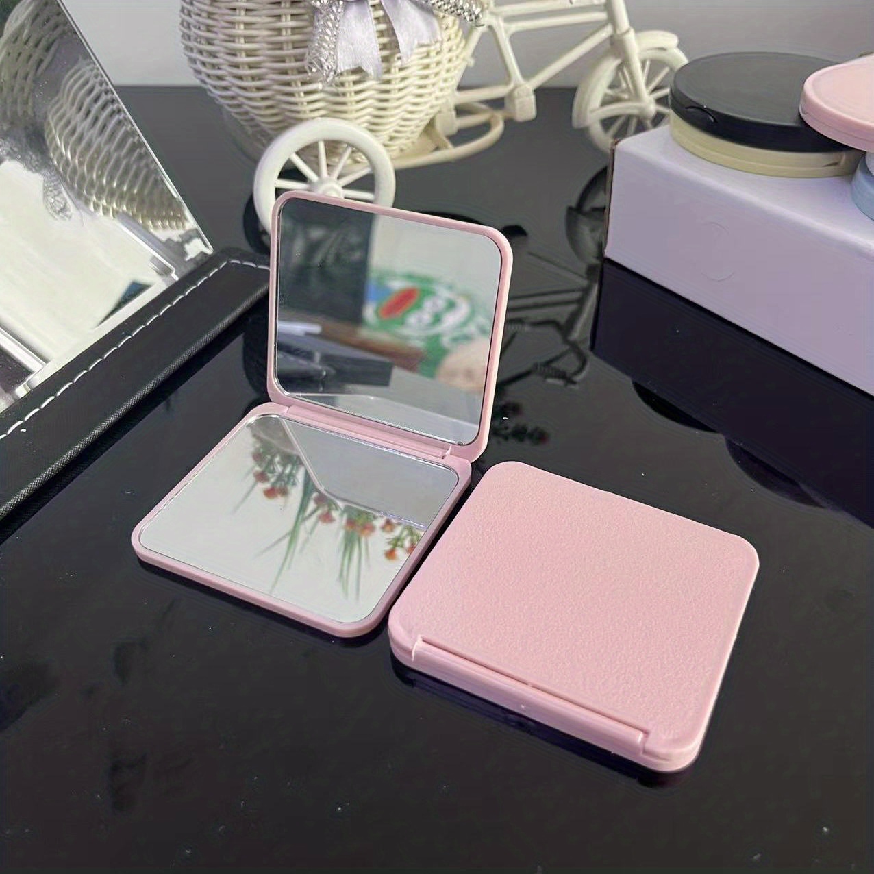Square Vanity Mirror 1X2X Magnification Foldable Makeup Mirror