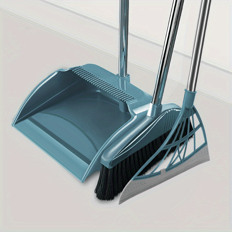 3pcs/set Combination Stainless Steel Broom Set, Broom And Dustpan And Squeegee 39.5in