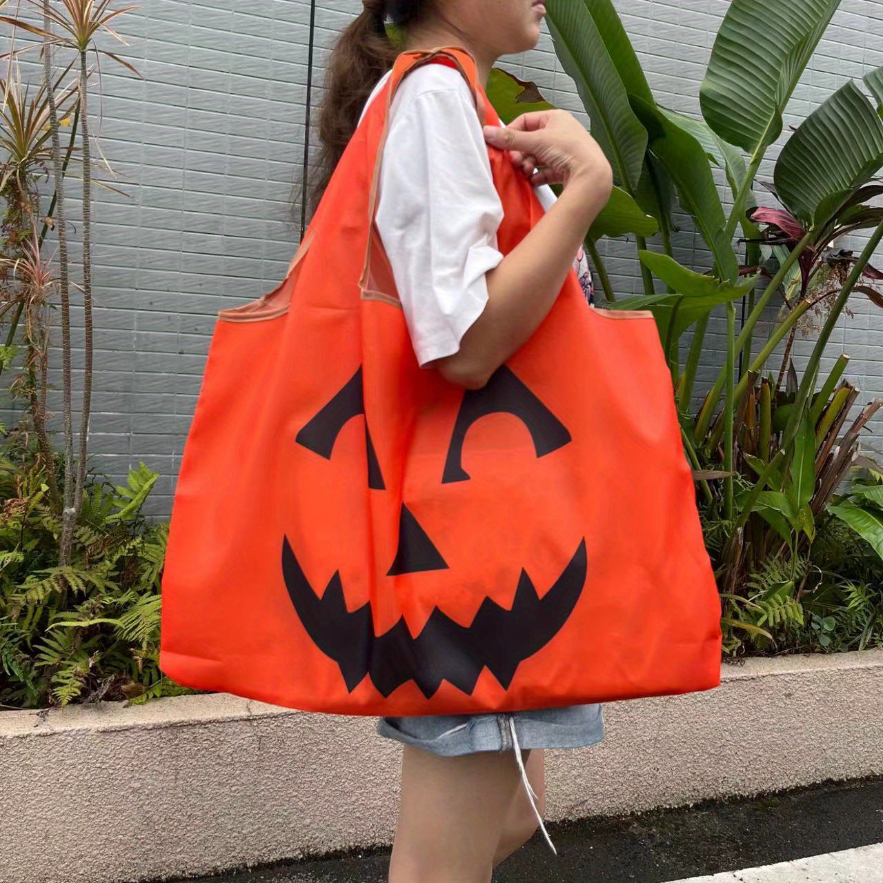Halloween Funny Pattern Tote Bag Set, Large Capacity Shoulder Bag