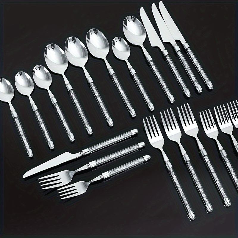 Utopia Kitchen 24 Piece Silverware Set Service for 4, Flatware Set with  Steak Knives, Stainless Steel Utensil Sets, Mirror Polished Cutlery Set for