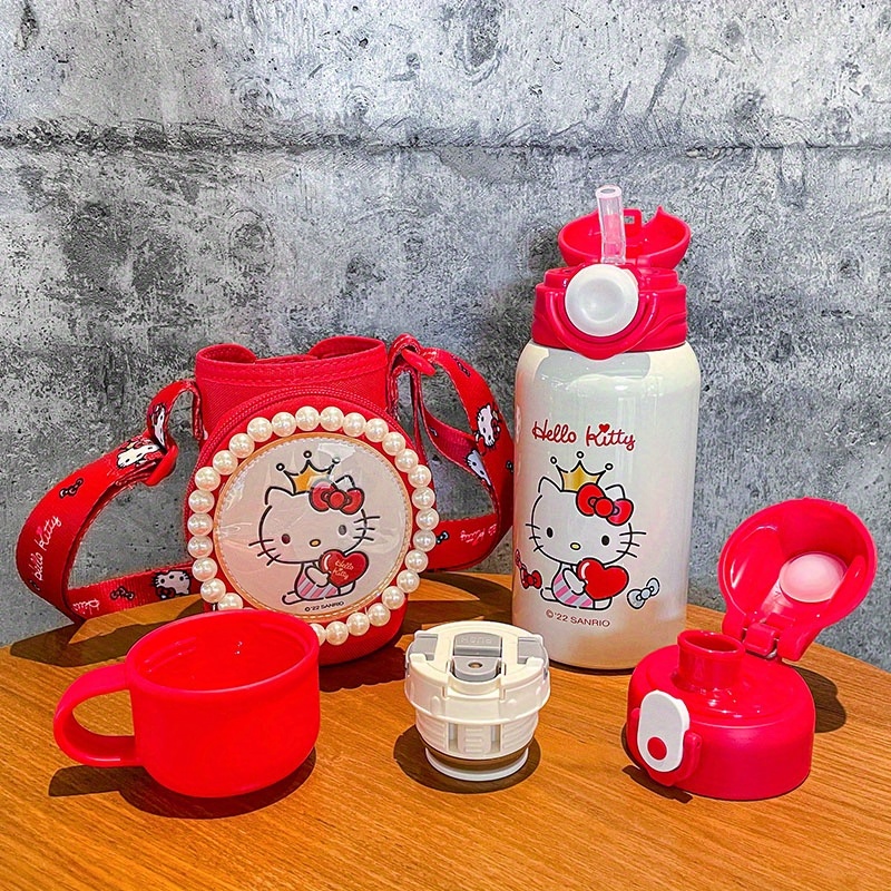 Hellokitty Water Bottle With Two Cup Lids And Straw, Cute Water Bottle,  Anti-fall Portable Insulated Water Bottle, Christmas Gift - Temu