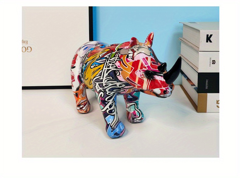 Colorful Rhinoceros Ornament Home Living Room Office Animal Temu New