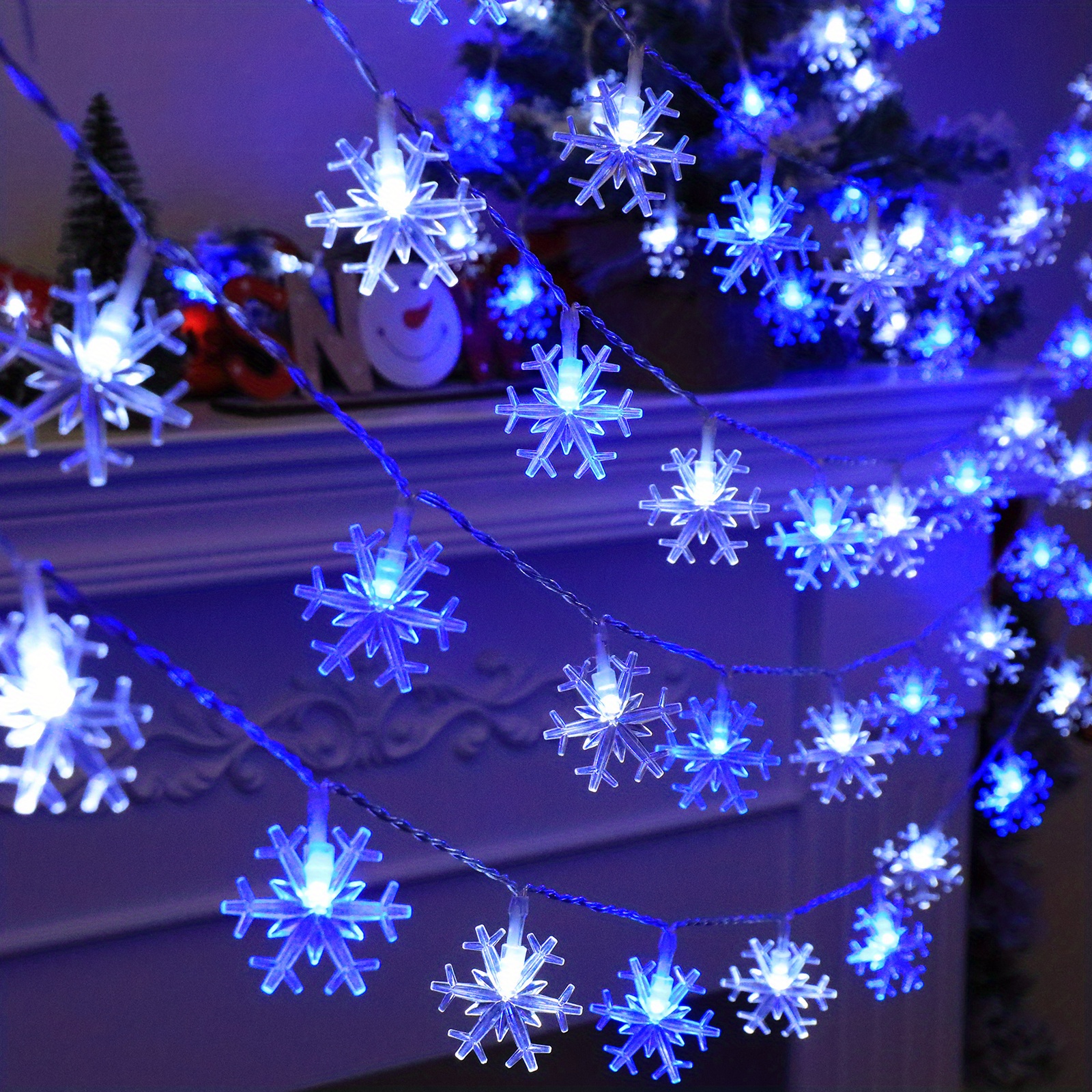 1 pack snowflake string lights battery operated fairy lights for living room corridor bedroom stair handrail christmas tree bedroom party wedding without battery details 1