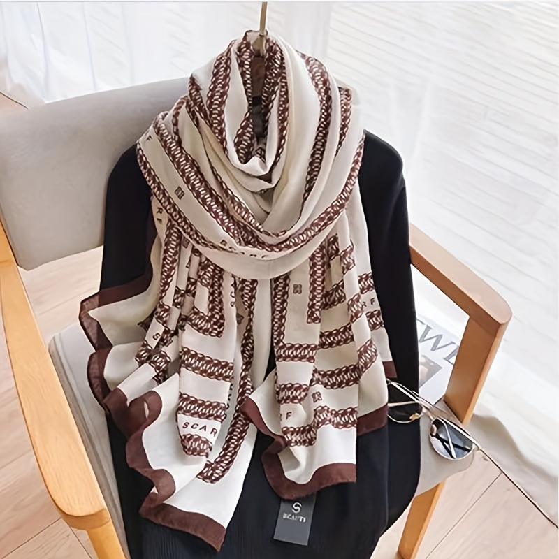 1pc Ladies' Plaid Crinkle Oversized Scarf/shawl In Mauve & Grey With  Tassel, Made Of Cashmere Imitation, Warm, Simple And Fashionable, Suitable  For Daily Use
