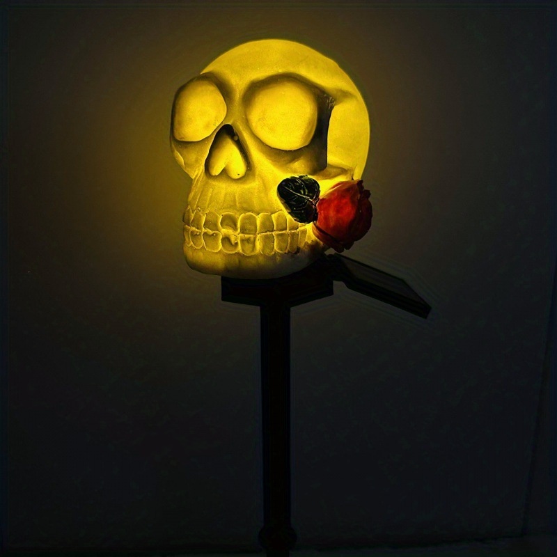 halloween ghost skull head lawn lamp solar lights for outdoor pathway garden yard lawn decor details 8
