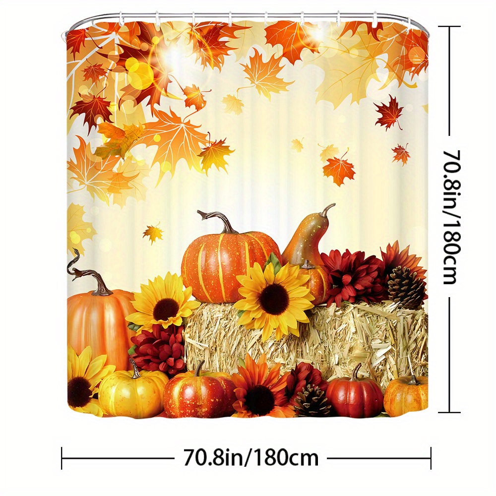 Fall Pumpkins & Leaves Shower Curtain Bath Bathroom Decor Home