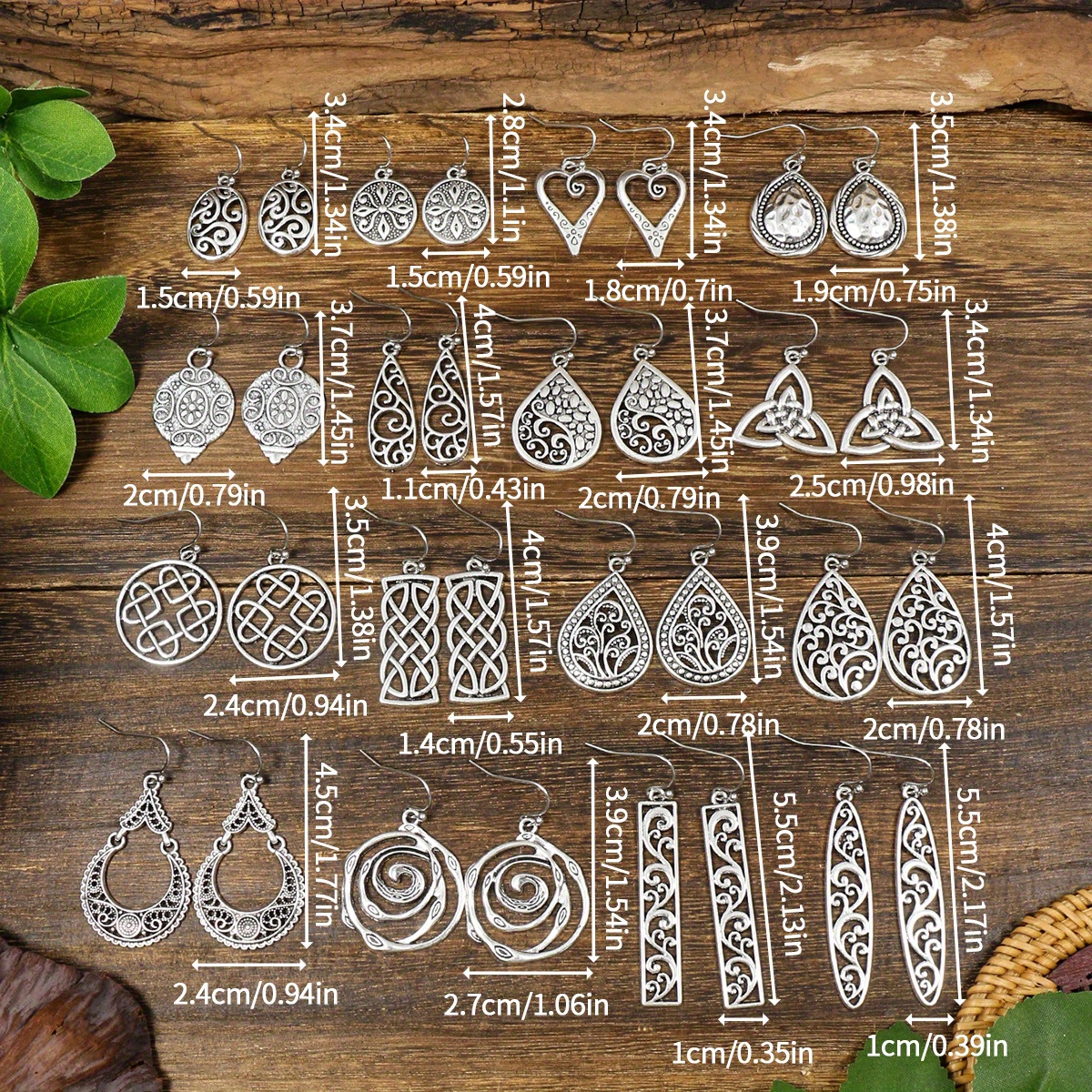 16 pairs of vintage ethnic style silvery geometric hollow alloy simple and fashionable pendant style multi style combination earrings set for women daily street photography theme dressing fashion simple and versatile details 20