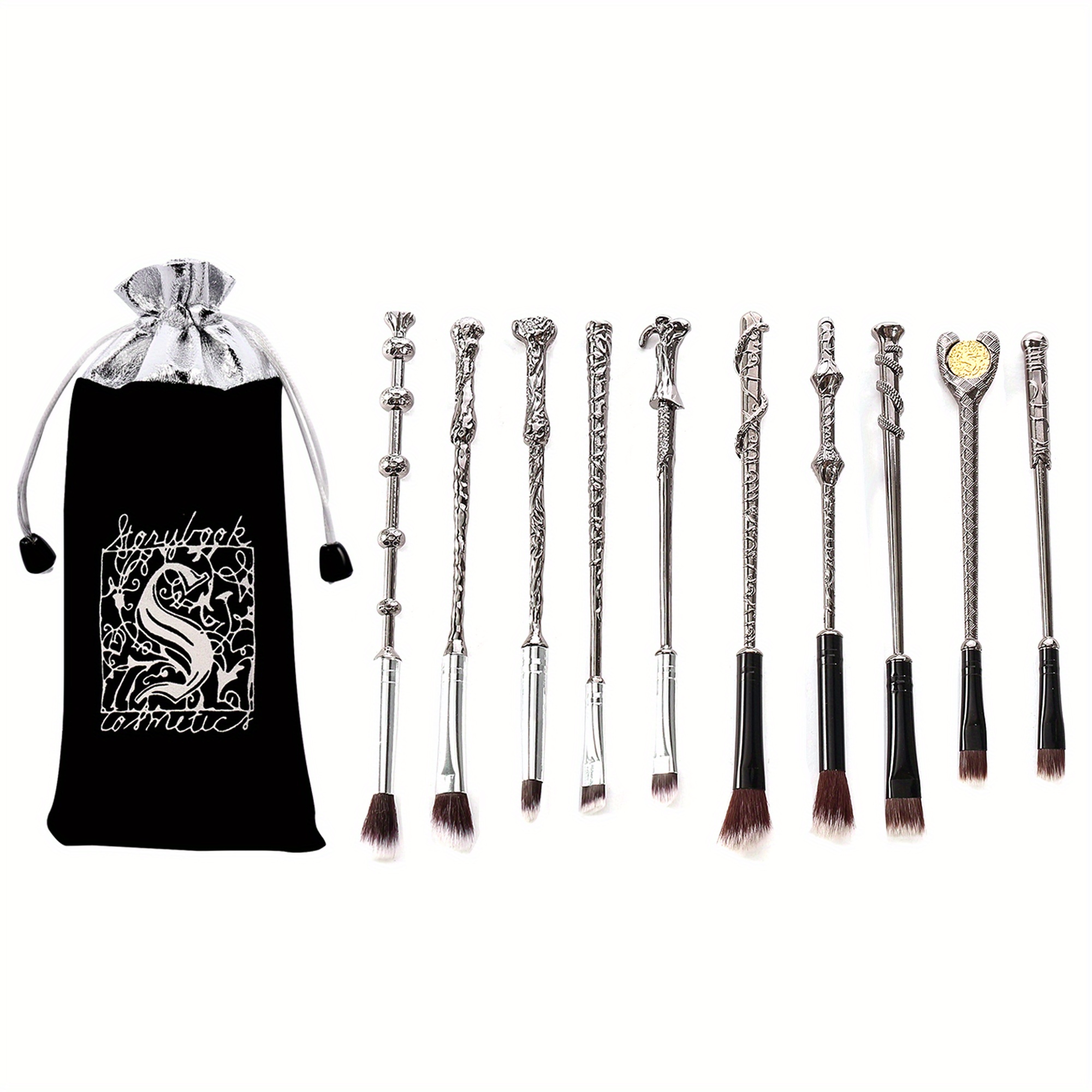 10pcs Silver Magic Eyeshadow Makeup Tools Set Gift For Girls