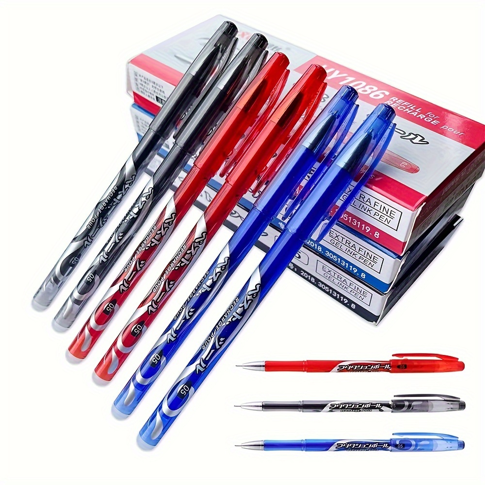 3 Pens 20 Pen Cores 2 Erasers Black Blue Red Ink Erasable Temu