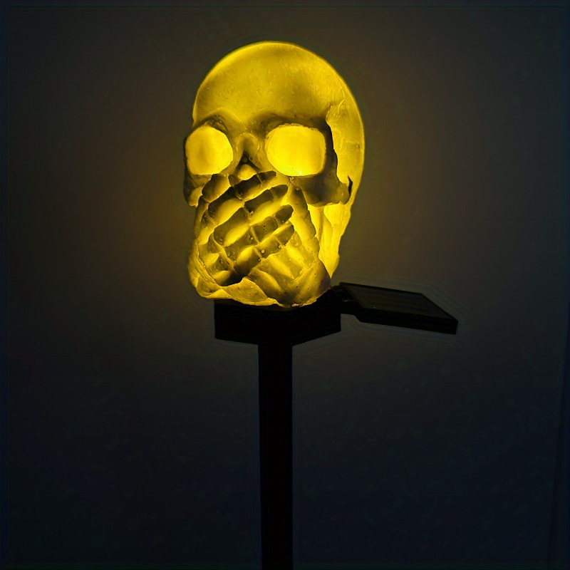 halloween ghost skull head lawn lamp solar lights for outdoor pathway garden yard lawn decor details 6