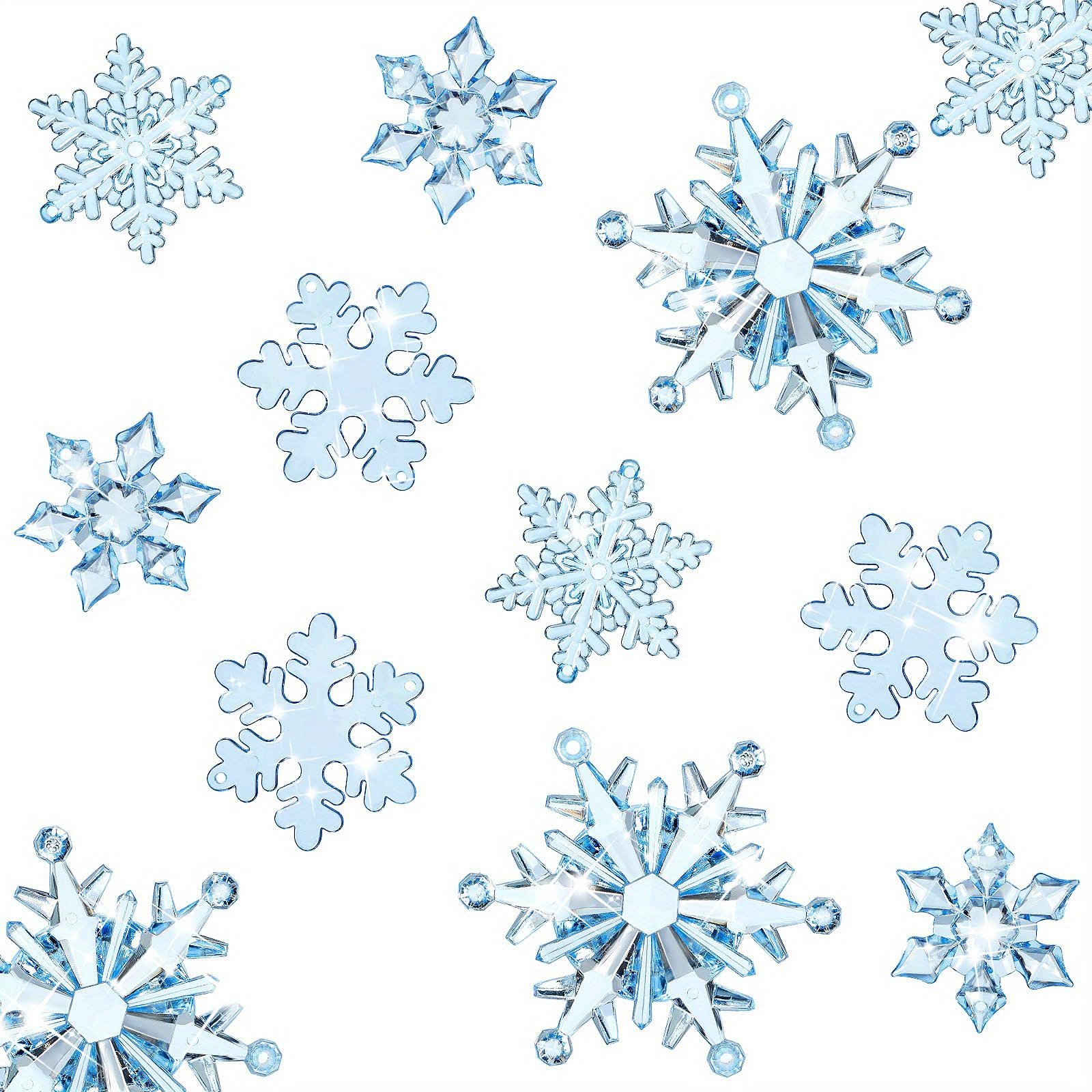 White snowflakes Christmas decorations on blue background. Pattern