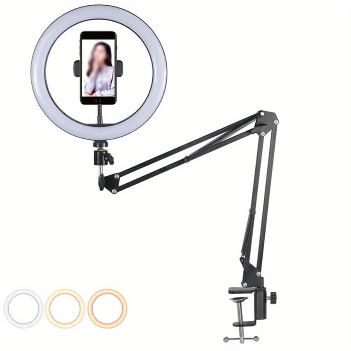 Image of Live Streaming Fill Light Fill Light Desktop Beauty Lighting Celebrity Light Photography Indoor Face Light Mobile Shooting Douyin Light Stand Ring Soft Light, Overarm Bracket With 10-inch Light