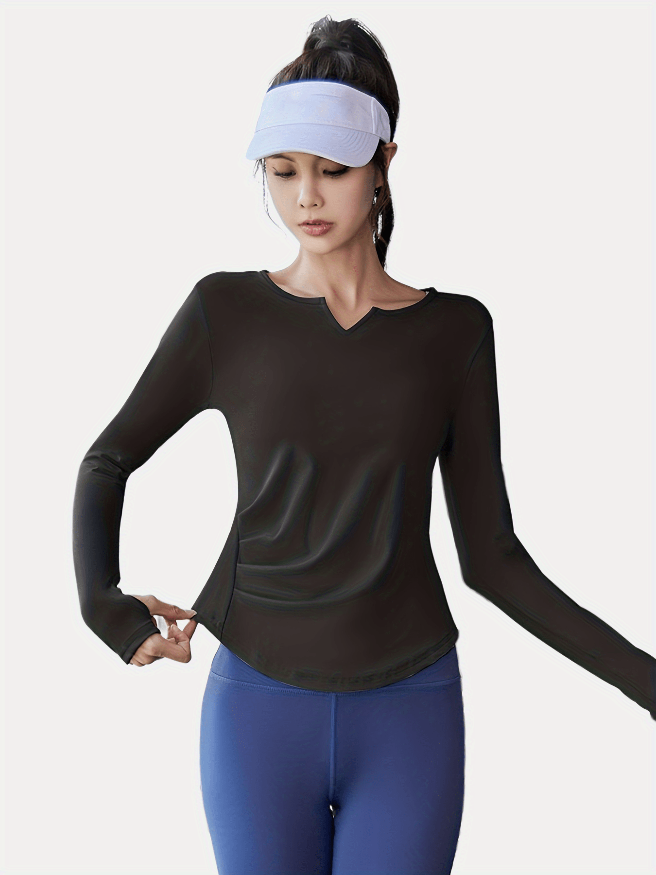 Long Sleeve Workout Shirts for Women Yoga Tops for Women， Loose fit Yoga  Shirts for Women with Thumb Hole，Ladies Long Sleeve Moisture Wicking  Athletic Shirts - …