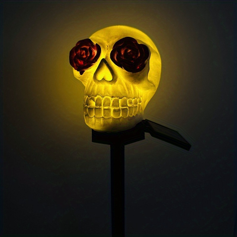halloween ghost skull head lawn lamp solar lights for outdoor pathway garden yard lawn decor details 7