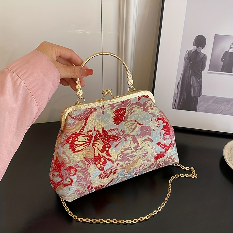 1pc Red Ladies' Casual Bag, High-end 3d Flower & Cloud Pattern