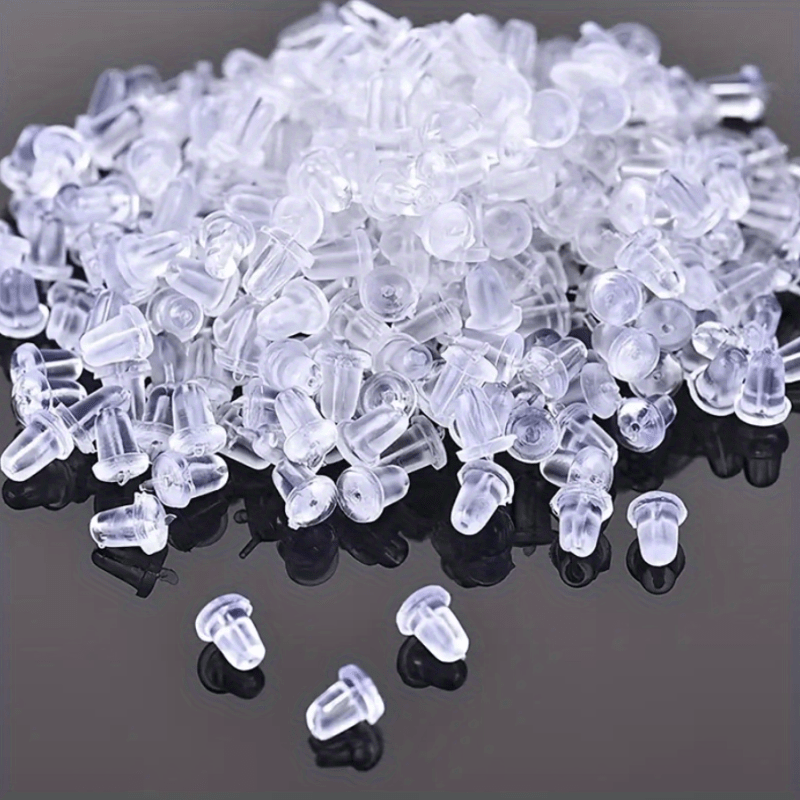 Approximately 100pcs Of Jewelry Earrings With Silicone Tip Ear Plugs For Securing Ear Studs To Prevent Slipping