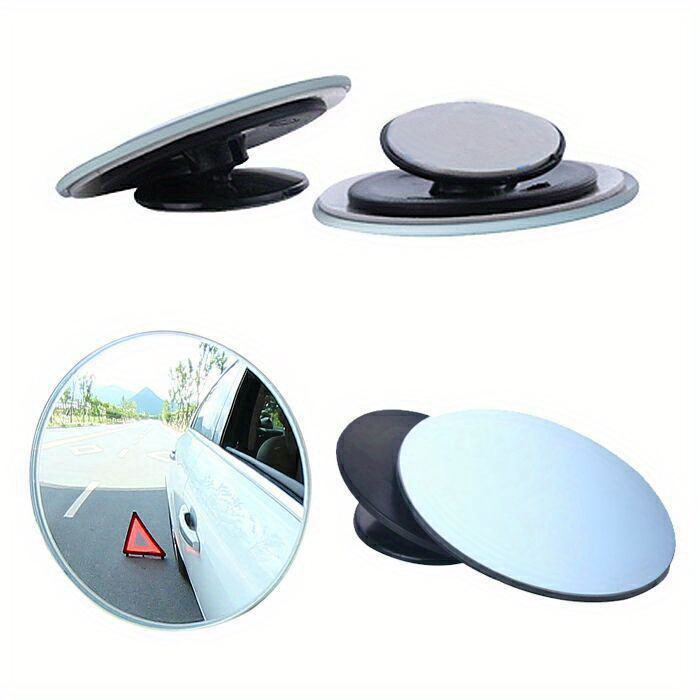 KEWAYO Paquete de 2 espejos de punto ciego automotriz, pequeños, redondos,  convexos, ajustables, rotación de 360°, espejo retrovisor para todos los