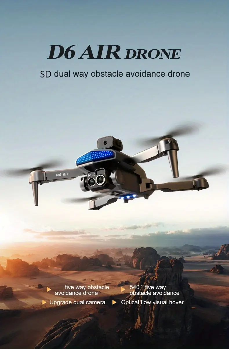 d6 air white rc drone with sd dual esc camera optical flow positioning 540 intelligent obstacle avoidance details 0