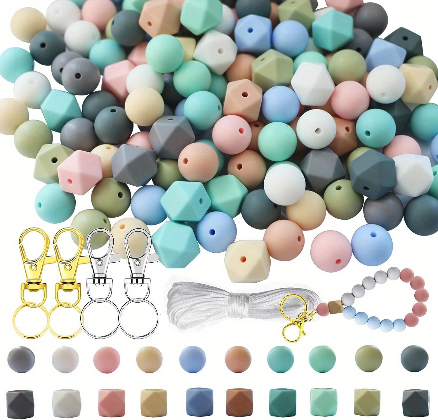 Silicone Beads Bulk Round Beads Hexagon Beads For Jewelry - Temu