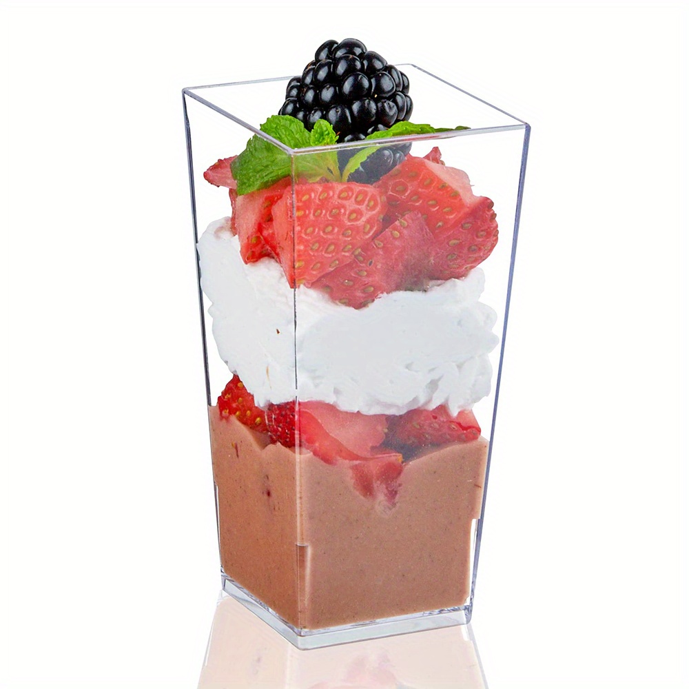 Clear Plastic Cups Spoon Reusable Mini Dessert Cup Party - Temu