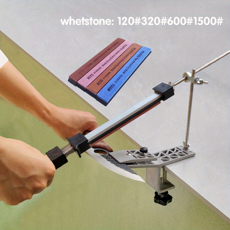 Double Clamp Fixed Angle Knife Sharpener With Whetstone - Temu