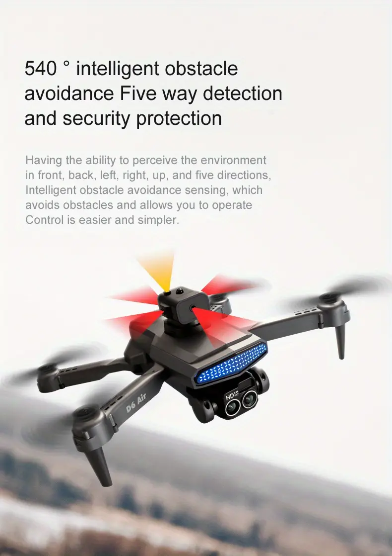 d6 air white rc drone with sd dual esc camera optical flow positioning 540 intelligent obstacle avoidance details 7