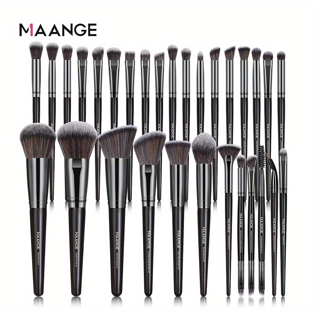 Set De 3 Pinceaux De Maquillage - Voyage Et Quotidien - Poudre, Fond De Teint - Brosses Douces Noir