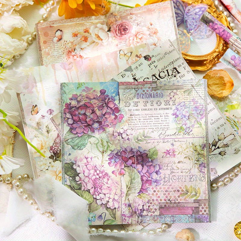 Vintage Flower Scrapbook Paper Non sticky Stationery Temu New Zealand