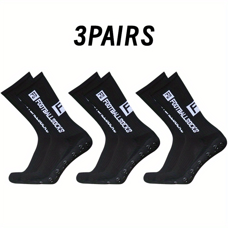 Image of 3 Pairs Of New Breathable And Sweat-absorbing Mid-calf Soccer Socks For Men And Women, Featuring Geometric Patterns And Anti-slip Silicone For Training, Sweat-resistant