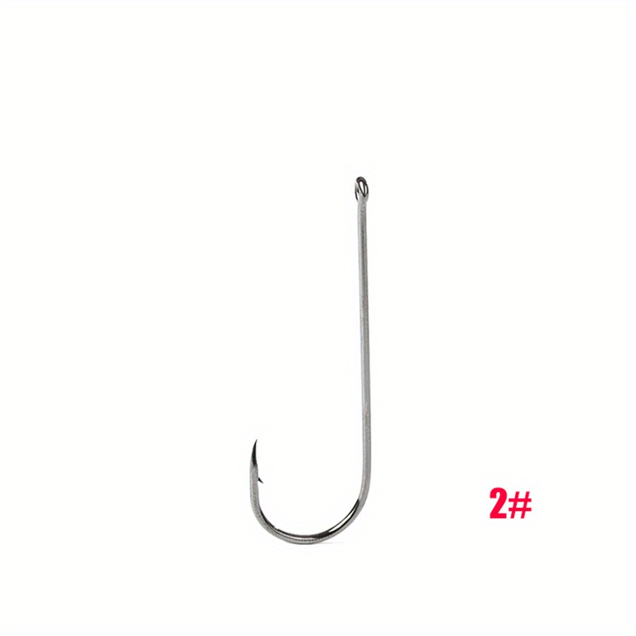 Curved Hooks Eye Sea Fishing Hooks Barbed Long Shank Fishing - Temu